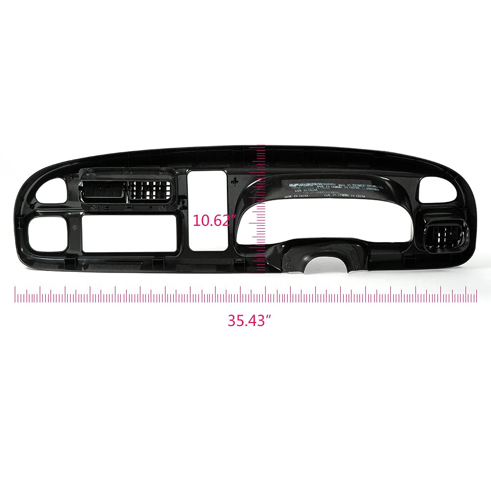 Cheda Dash Board Bezel Cover Cap Compatible With 1998 1999 2000 2001 Dodge Ram 1500 1998-2002 Dodge Ram 2500 3500 Instrument Panel Cover W/Vents