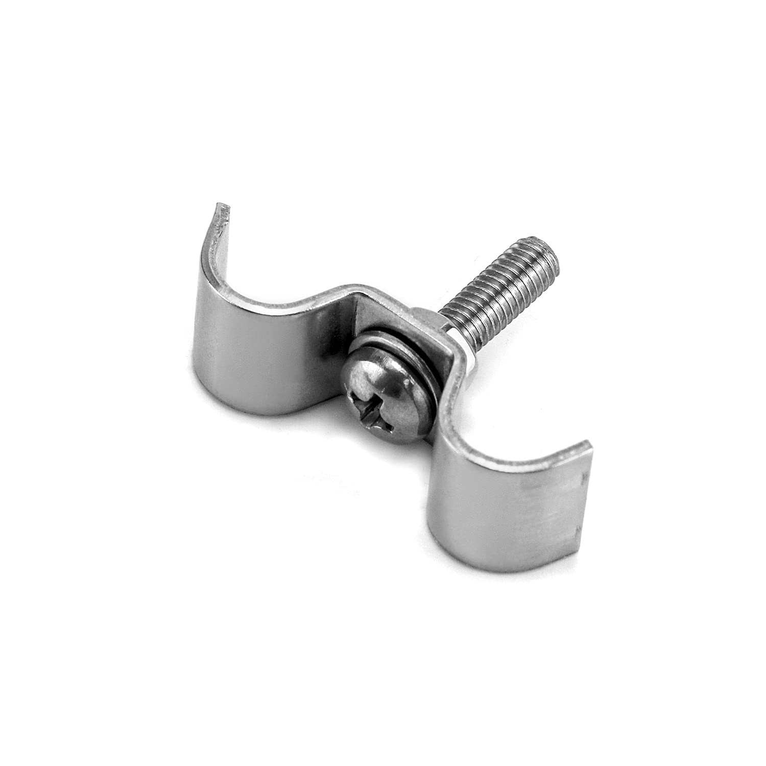 QWORK Stainless Steel Double Line Clamp, 12 Pack, 3/8" Fuel Line Clips with Mounting Screws, Model WD4686