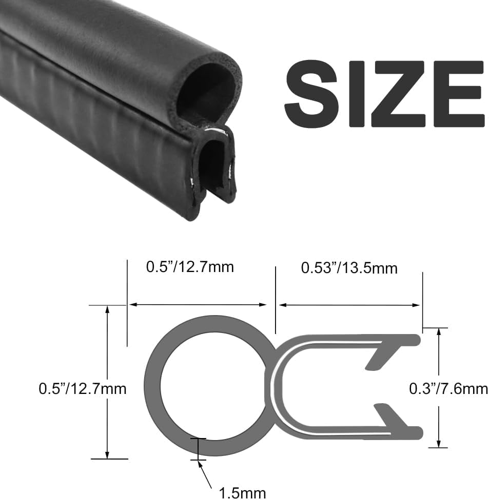 Storystore Automotive Door Weather Stripping 26Ft Car Door Rubber Edge Trim Seal Strip Gasket with Top Car Door Seal Strip for B