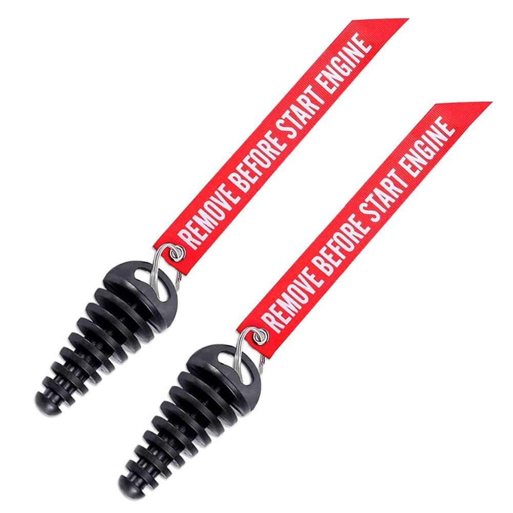 Melife 0.6''-1.5'' Muffler Exhaust Wash Plug, Motorcycle Dirt Bike 2 Stroke With Streamer Rubber Exhaust Silencer (2 Pack)