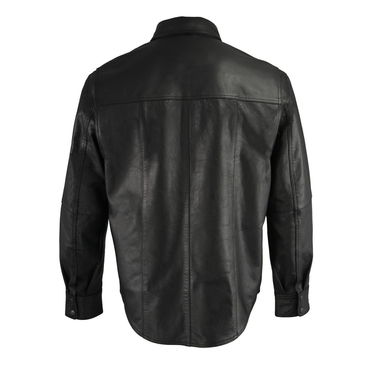 Milwaukee Leather LKM1601 Men's Black Lightweight Snap Front Casual Biker Leather Shirt - Large
