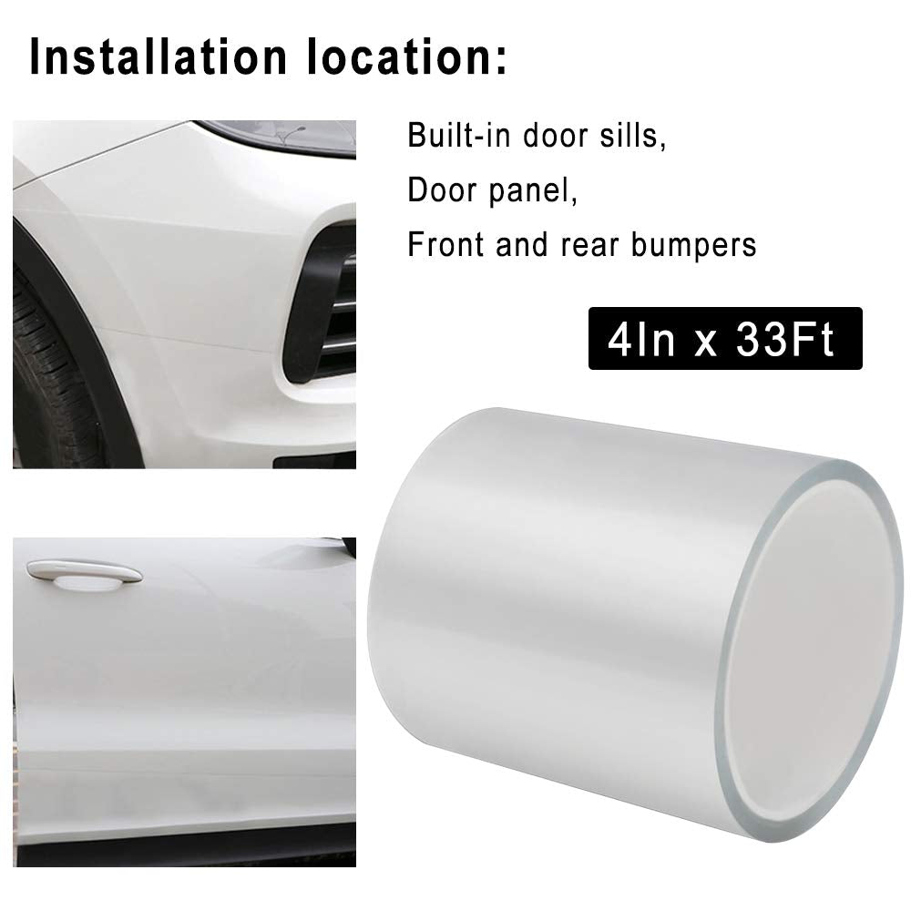 Storystore Universal Car Door Edge Guard Door Sill Protector, Automotive Anti-Collision Strip For Car Door Edge/Front And Rear Bumper/Door Sill Protector, Fits For Most Car, Transparent (4In X 33Ft)