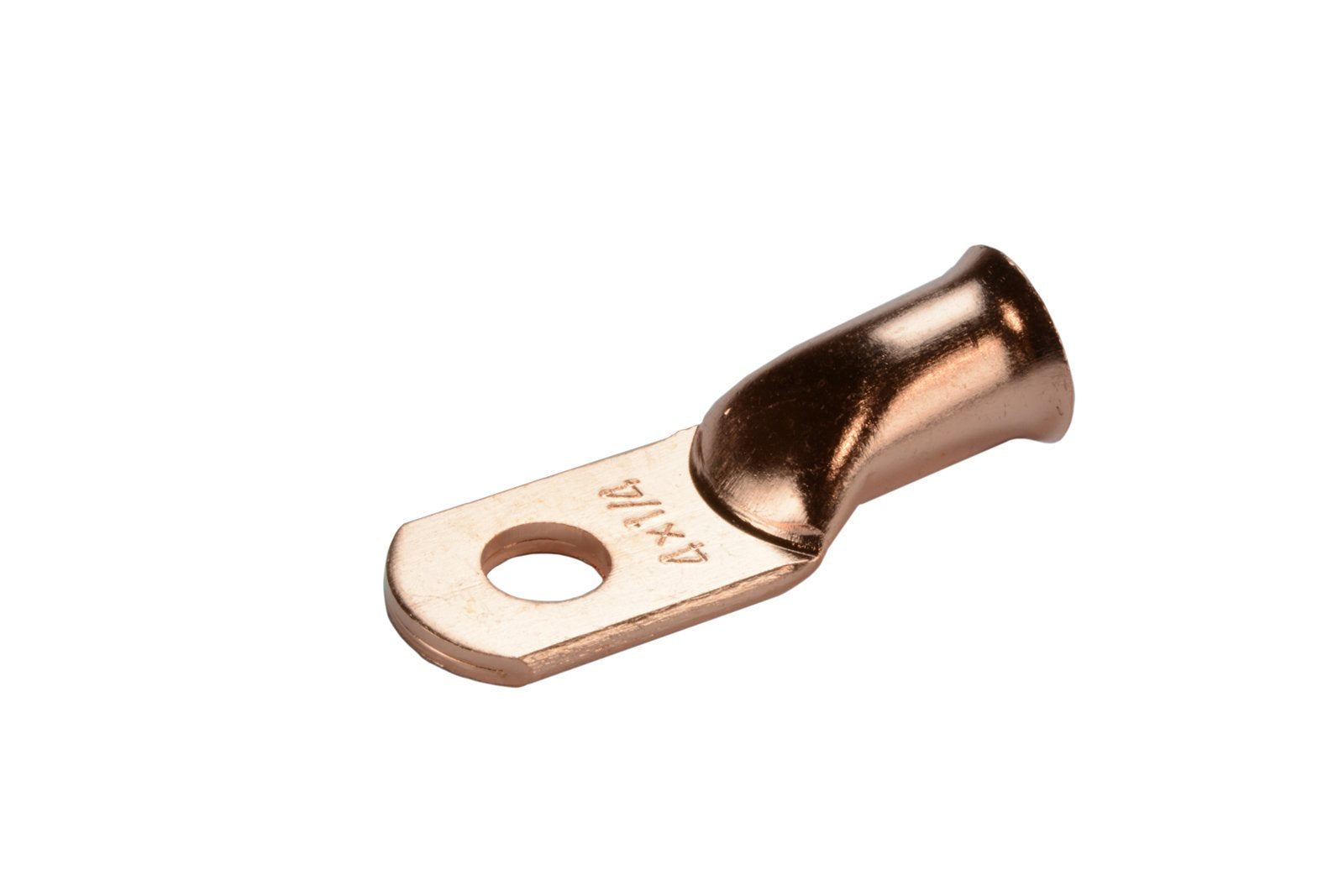 Temco 50 Pack Bare Copper Welding Battery Cable Ends, Lugs Terminal 4 Awg 1/4'' Hole (6 Awg To 1/0 Awg Options Available)