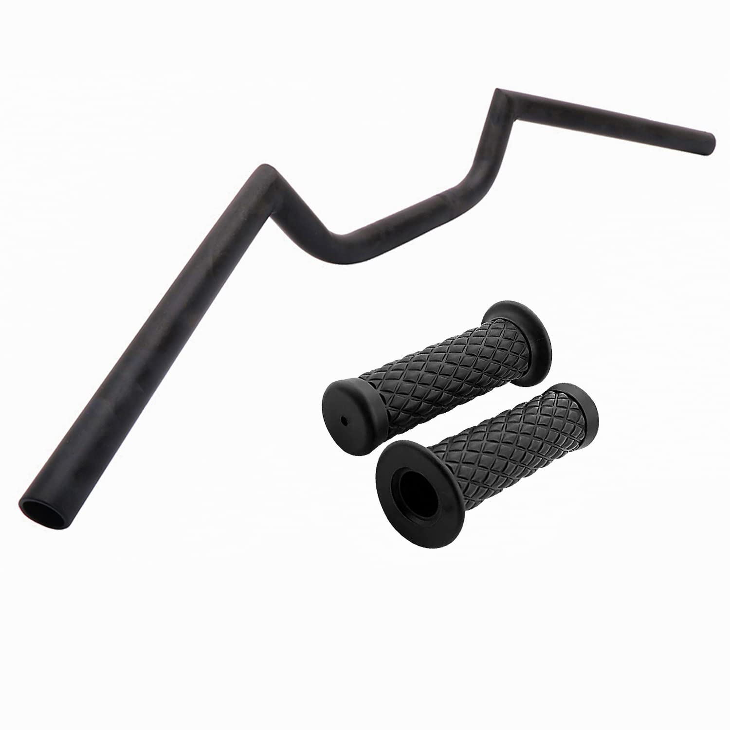 AnXin Motorcycle 7/8'' 22MM Handlebar with Rubber Handlebar Grips Cafe Racer Ace Clubman Style Handlebars Universal for Bobber C