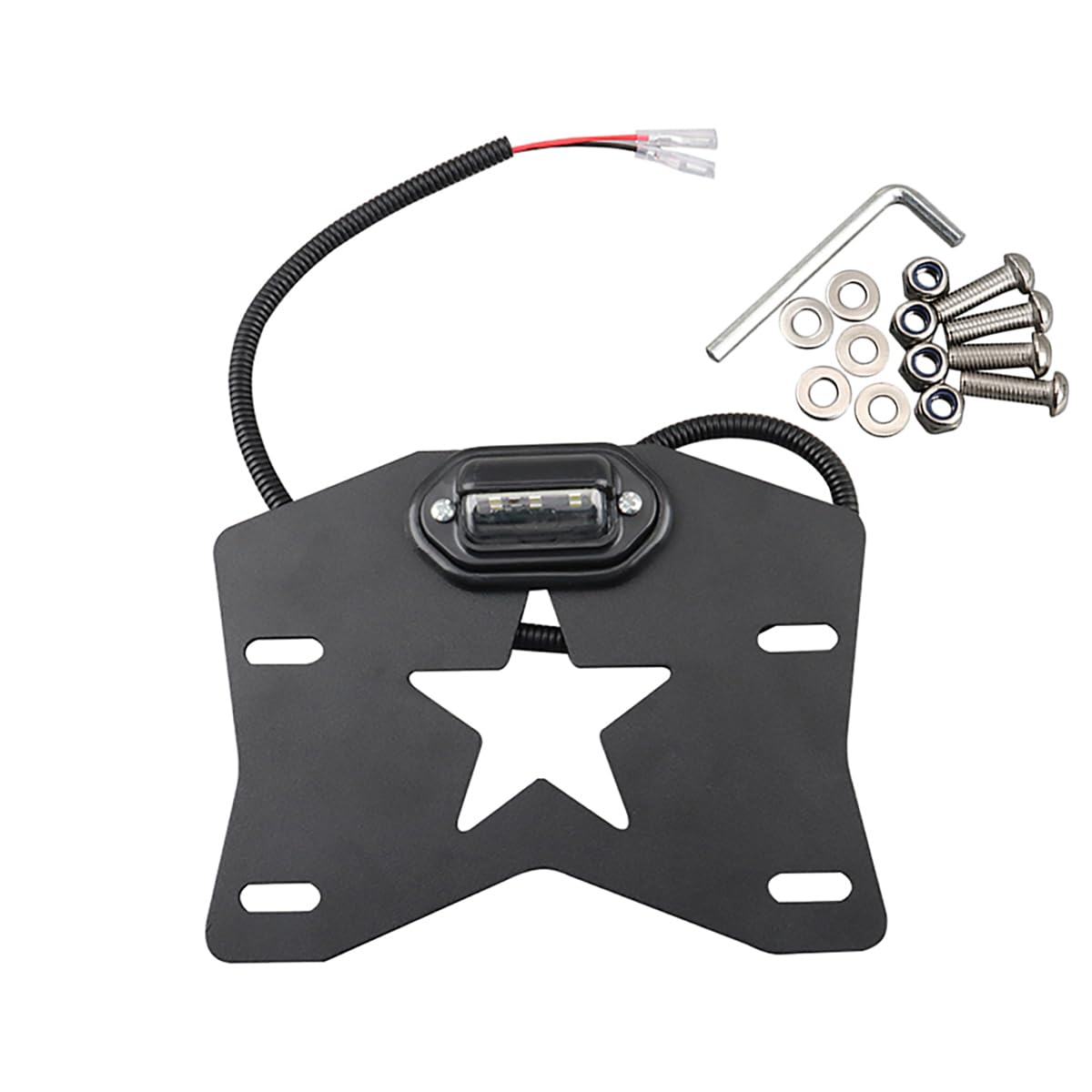 Pikioraz Utv License Plate Bracket, Rzr License Plate Holder With Led Light, Aluminum Universal License Plate Frame Mount For Po