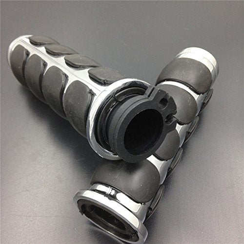 SMTChromed Plain 1inch Rubber Handlebar Grip Compatible With Harley Chopper Bobber Touring Sportster motorcycle [B00XM7JC5C]