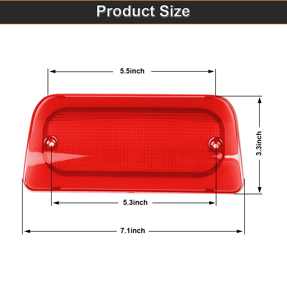 Urite2Go 3Rd Third Brake Light Red Lens Regular Crew Cab Only Compatible With 1994-2004 Chevy S10 Gmc Sonoma High Mount Stop Lam