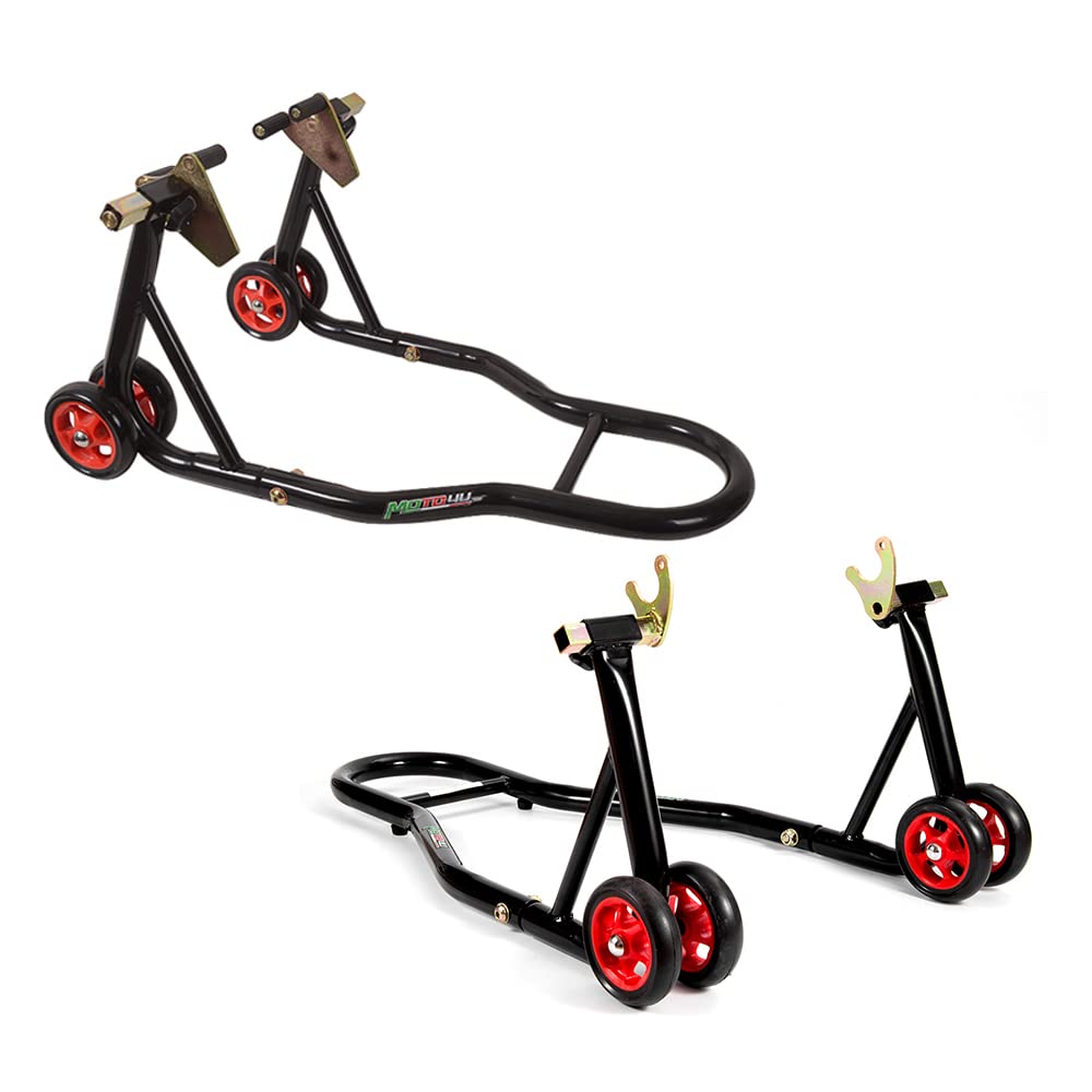 Moto4U Motorcycle Front & Rear Stand, Front Rear Combo Stand Universal Wheel Lift Stand Swingarm Spool Lift Stand Paddock Stand 
