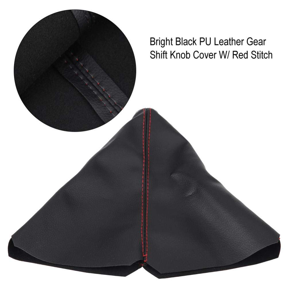 Shifter Boot Universal, PU Leather Shift Boot Retainer Stick Shift Sleeve Gear Shifter Boot Gear Gaiter Cover Black Bright Red S
