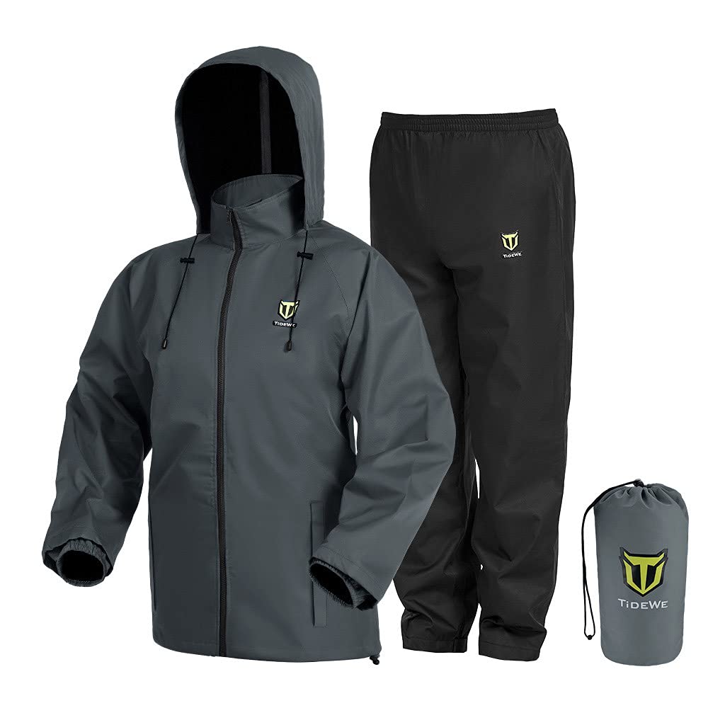 Tidewe Rain Suit, Waterproof Breathable Lightweight Rainwear (Gray Size Xxxl)