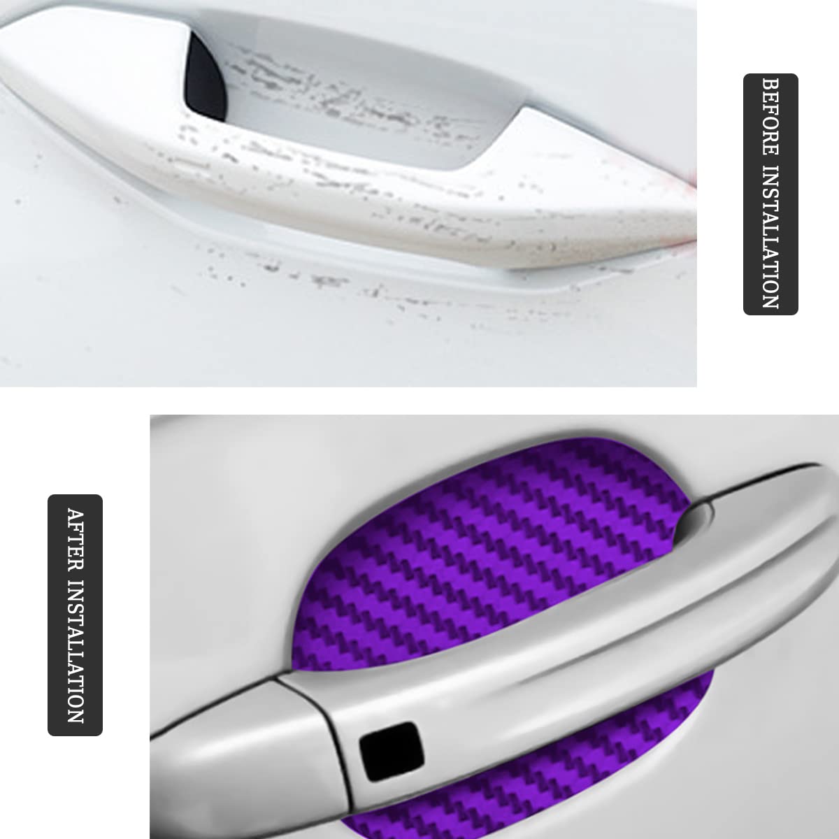 4Pcs Car Door Handle Cup Stickers, Carbon Fiber Scratch Auto Door Protective Film, Non-Marking Car Door Bowl Protector, Door Han