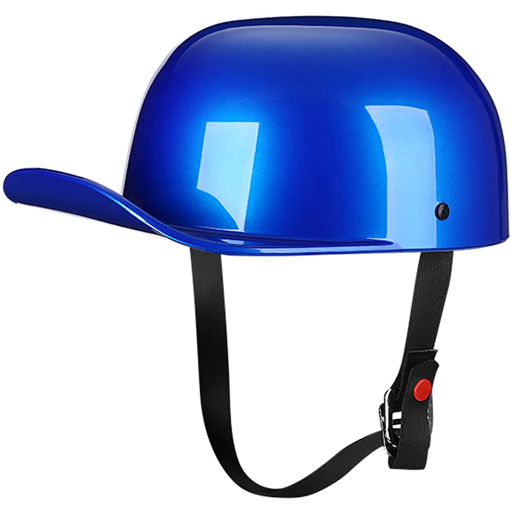 Yesmotor Baseball Style Cap Motorcycle Helmet - DOT Approved, Carbon, XX-Large, Blue