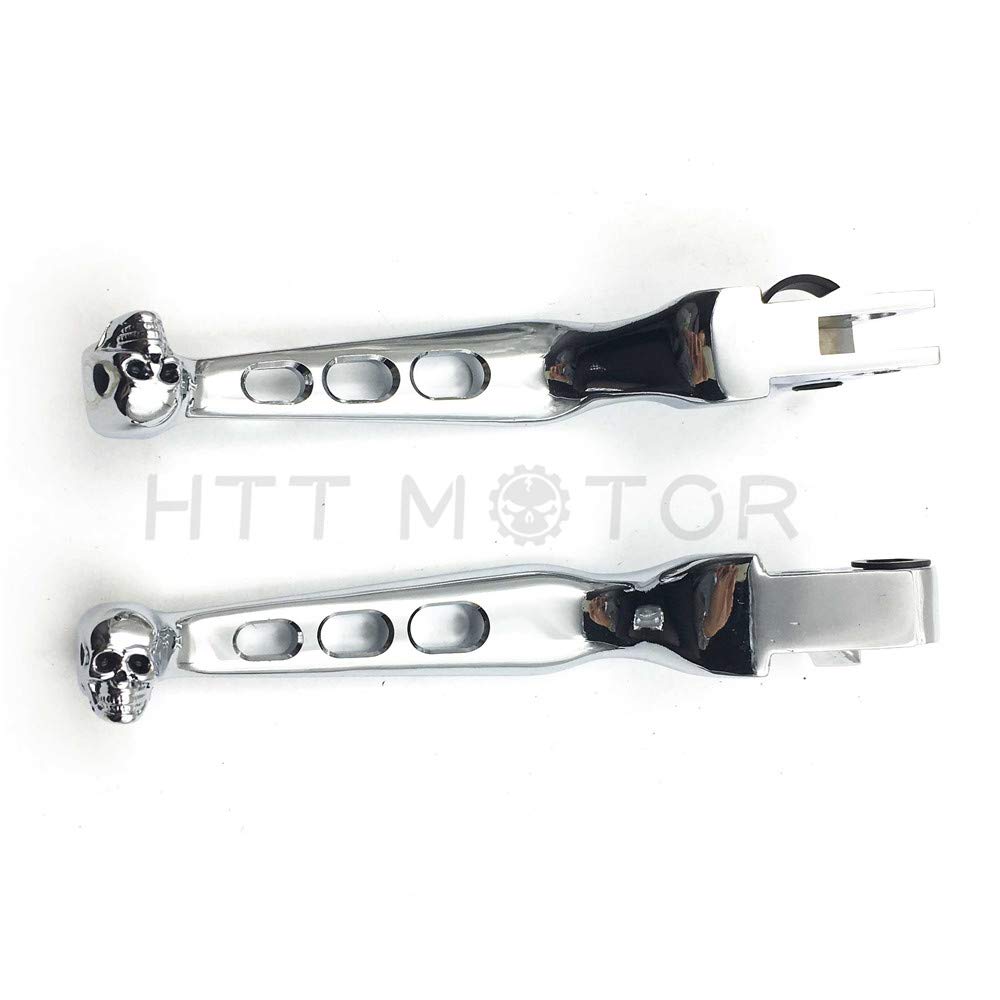 HTTMT Chrome CNC Aluminum Brake Clutch Skull Zombie Lever for Harley Davidson Sportster Softail - Hollow, Black