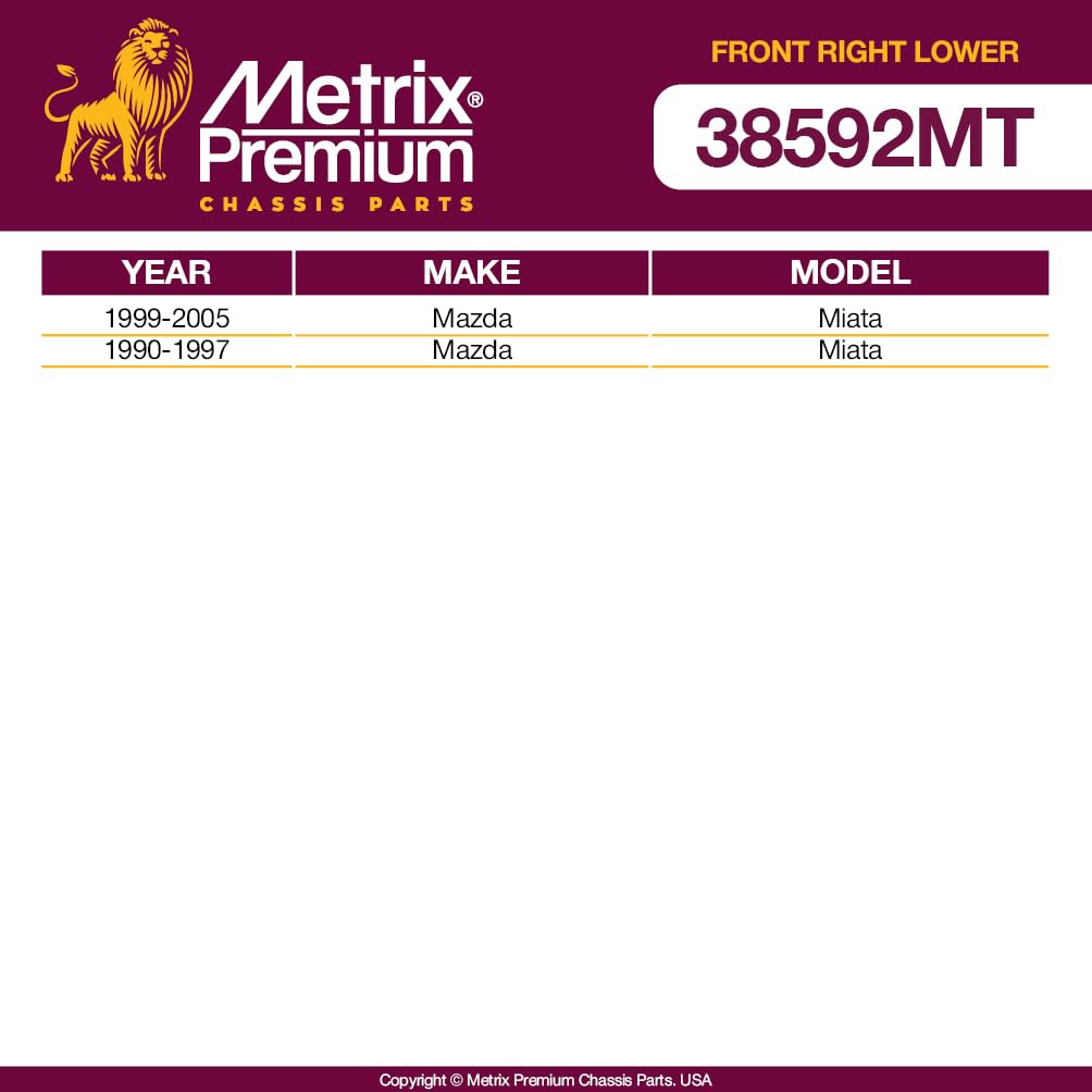 Metrix Premium Chassis Parts - Front Right Lower Control Arm And Ball Joint Assembly Fits 1999-2005 Mazda Miata, 1990-1997 Mazda