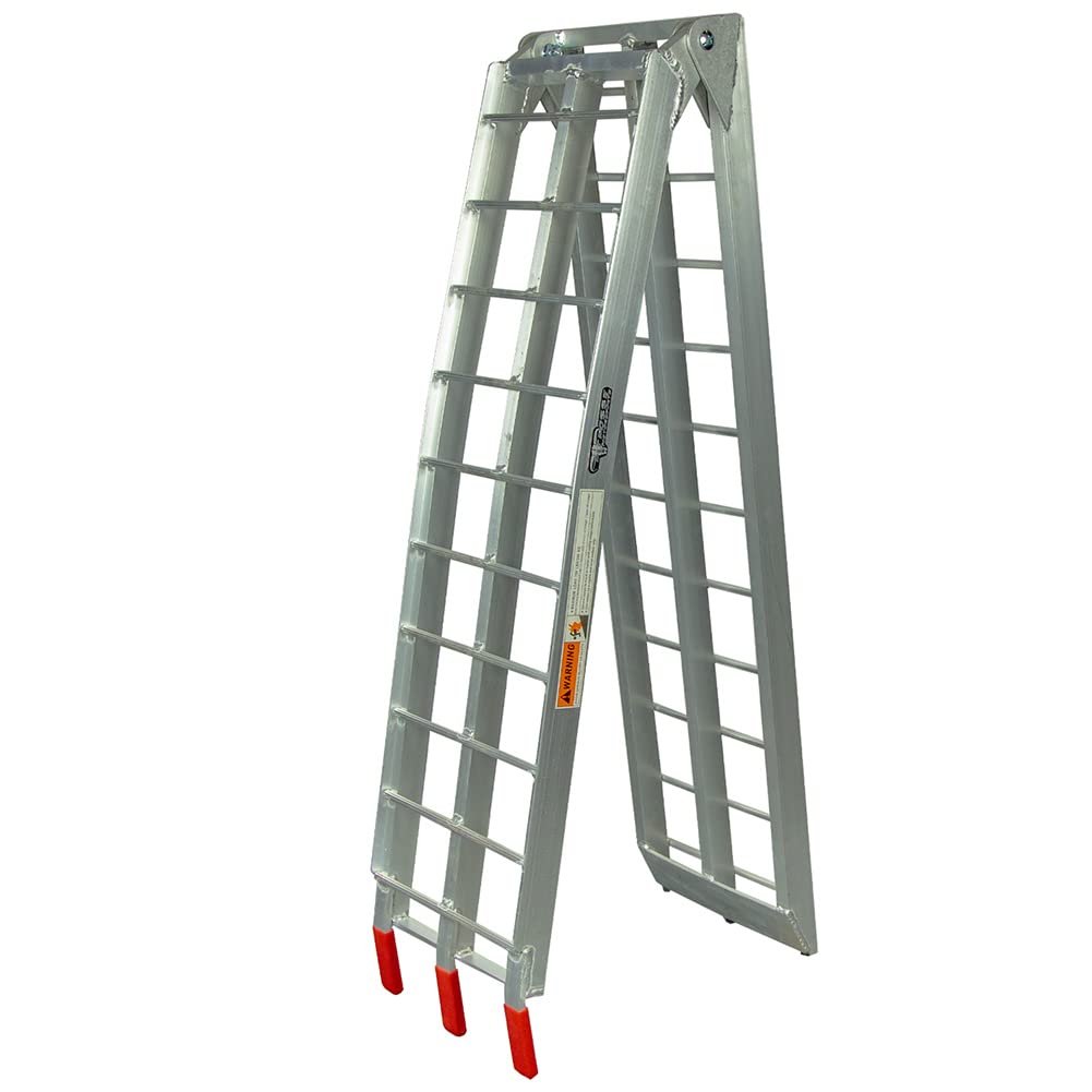 Pit Posse Pp2755 Aluminum Folding Truck Ramp For Motorcycle Loading 7.5Ft (89'') - 750Lbs Rated - Includes Bonus Strap Tie-Down