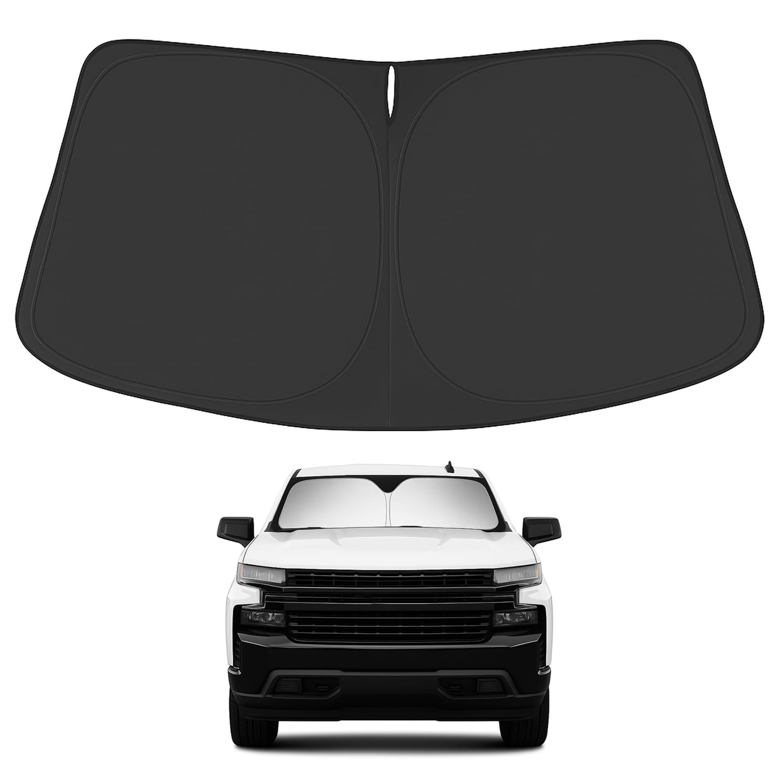 Proadsy 2025 Upgrade Front Windshield Sunshade Foldable Sun Shade Protector Custom Fit 2019-2024 2025 Chevy Silverado 1500, Regu