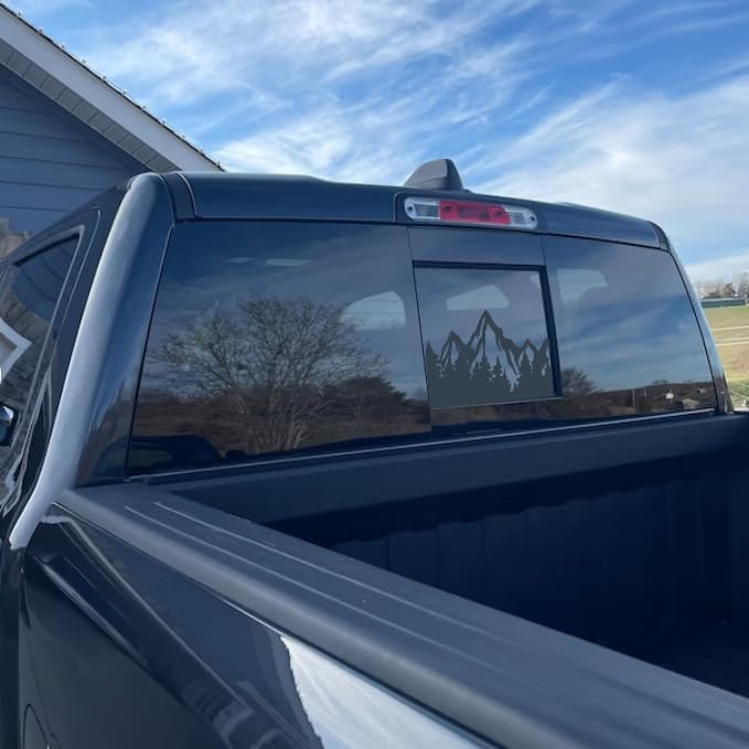 Xinghe For Chevy Silverado Gmc Sierra, Rear Middle Window American Flag Decals Stickers (Matte Black Only Mountain, For 2004-201