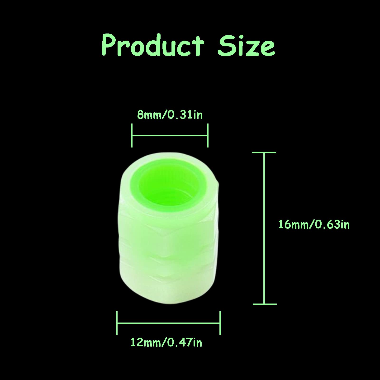 QIZATAH 20 PCS Fluorescent Tire Valve Stem Caps - Glow in The Dark Wheel Air Valve Covers for Universal Vehicles - Luminous Car