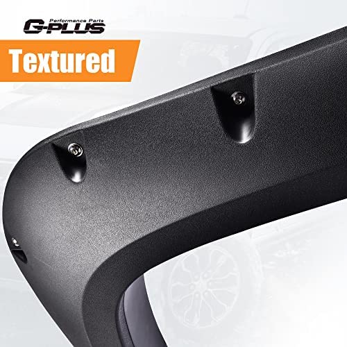 G-PLUS Pocket Rivet Fender Flares for 2014-2018 Chevy Silverado 2500HD/3500HD, Black Polypropylene, Fits 6.5' & 8'