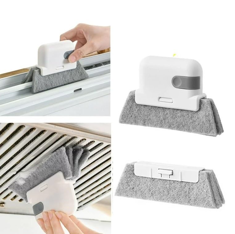 vaisag house Window Track Cleaning Brush 2in1, MultiPurpose Groove Brush with Replaceable Head, Window Sill & Sliding Door Tr
