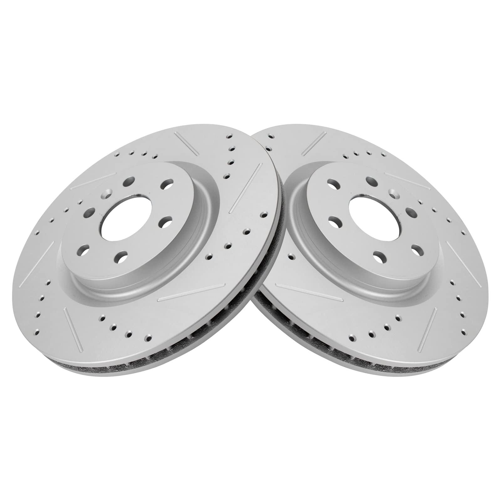 Trq Front Performance Brake Rotors Set Premium G-Coated Cross Drilled & Slotted Compatible With 2010-2016 Cadillac Srx 2011 Saab