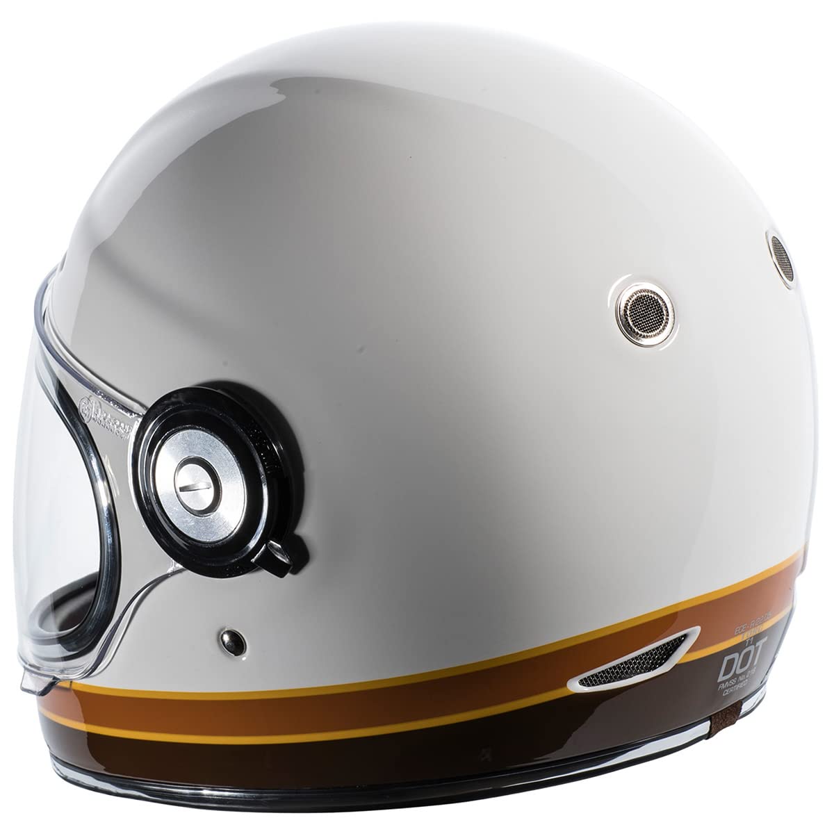 Torc T1 Unisex-Adult Retro Full-Face Style Motorcycle Helmet (Iso Bars Gloss White, X-Large)