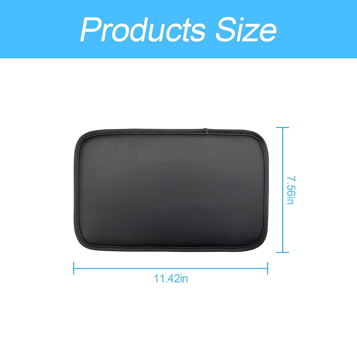 8Sanlione Leather Center Console Cushion Pad, 11.4'X7.4' Waterproof Armrest Seat Box Cover Fit For Most Cars, Vehicles, Suvs, Comfort, Car Interior Protection Accessories (Black/Skin)