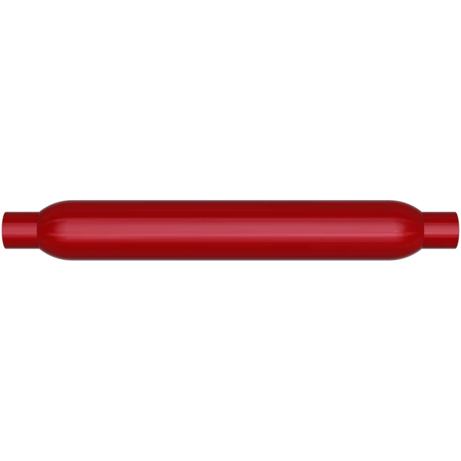 Magnaflow Performance Exhaust Muffler 13156: 2.5/2.5 Inlet/Outlet, 3.5X3.5X26 Round, Aluminized Steel, Red Coated Finish