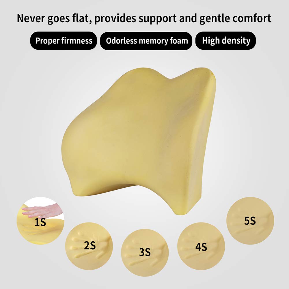 Tishijie Memory Foam Lumbar Support Pillow For Car - Back Support For Car Seat (Gray)