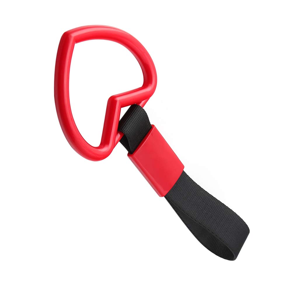 1 Pc Heart Jdm Tsurikawa Hang Ring Subway Train Bus Handle Hand Strap Drift For Car (Heart: Red/Black)