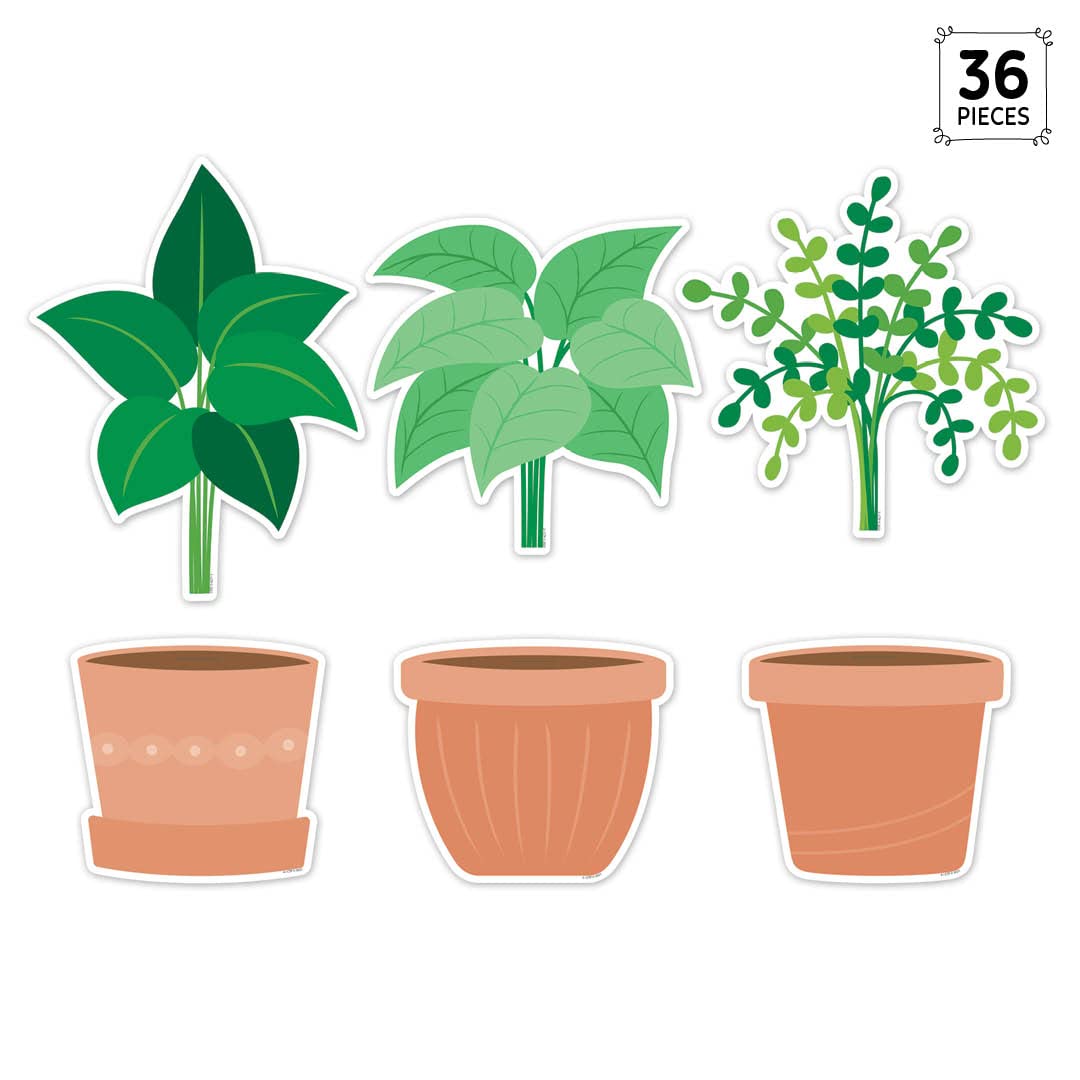 Ctp Potted Plants 6'' Cut-Outs Learning D  Cor Accents For Classroom (Creative Teaching Press 10597)