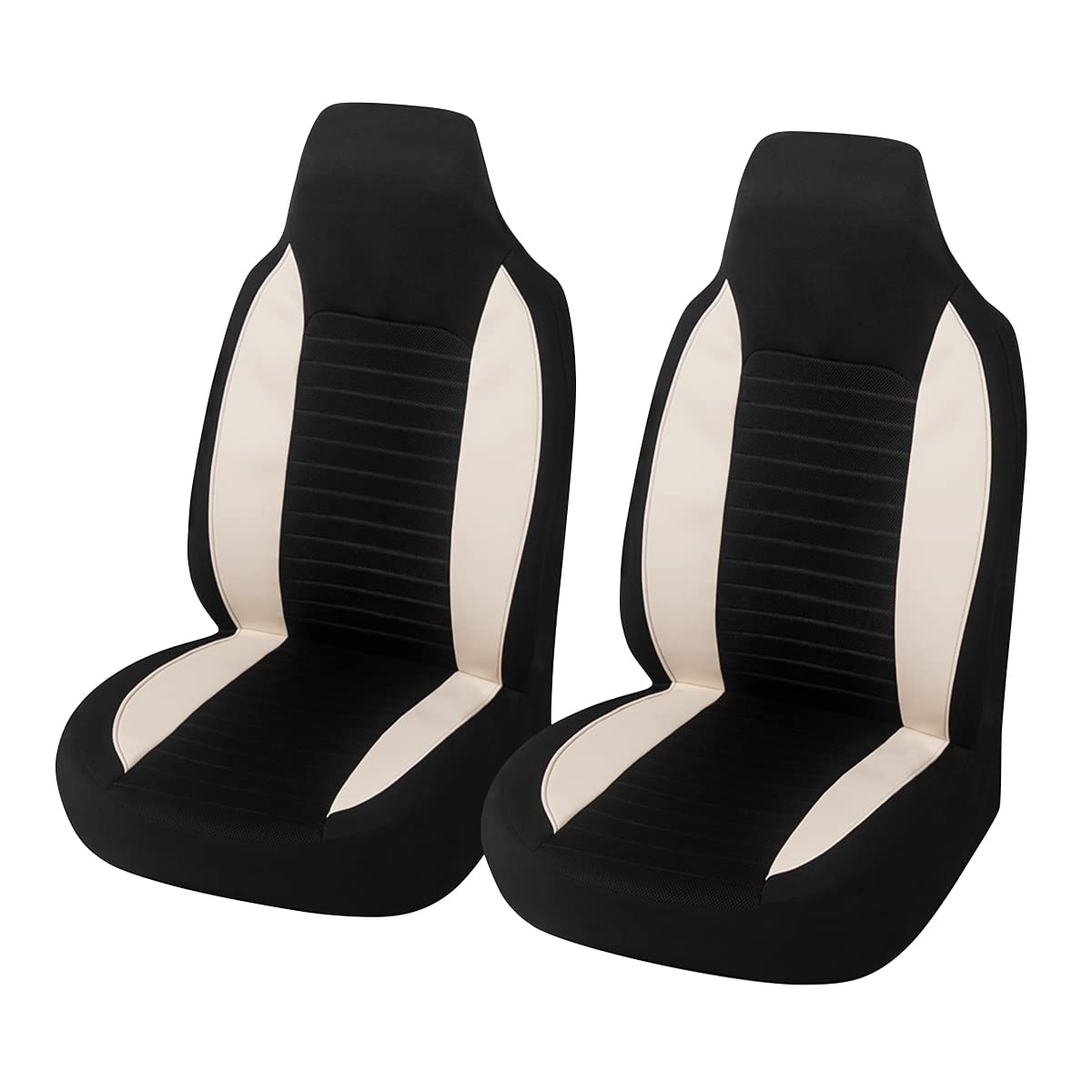 Car Front Seat Covers, Bucket One-Piece Auto Front Seat Protectors, 2Pcs Premium Breathable Vehicle Seat Cushions Airbag Compatible, Car Interior Accessories Universal For Suvs, Trucks, Car (Beige)