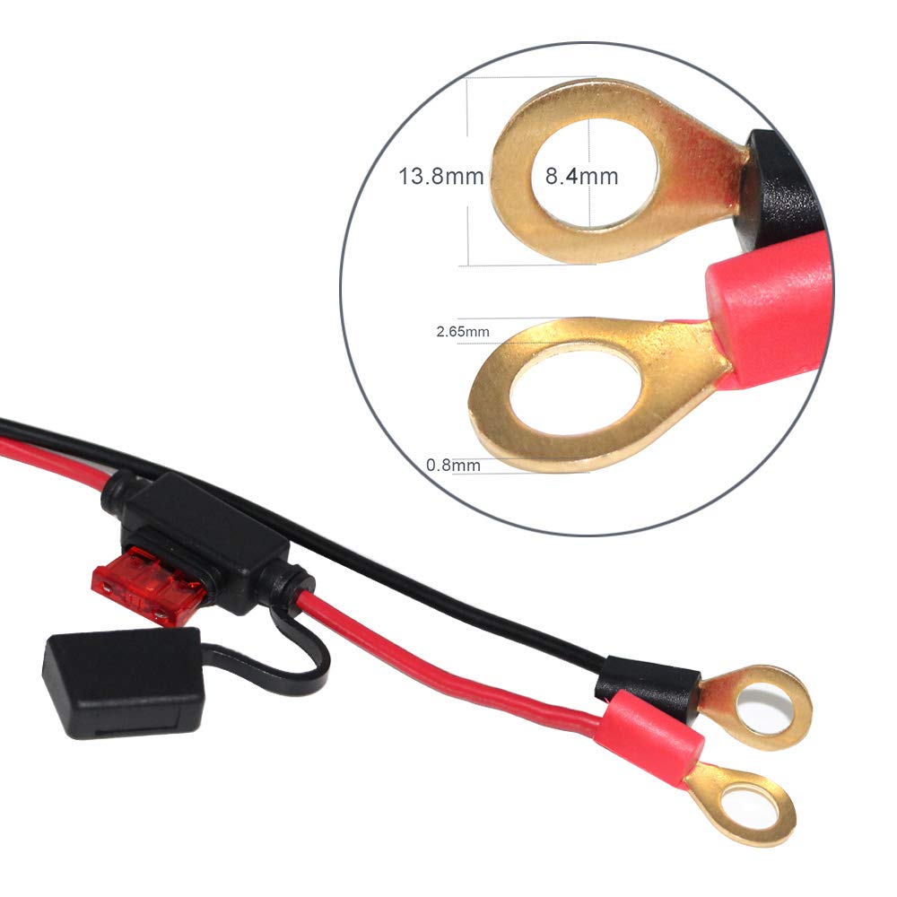 SPARKING 3FT Car Cigarette Lighter Plug Socket to Eyelet Terminals 12V Extension Cable with 10A Fuse, Copper, Model SPACKING-02