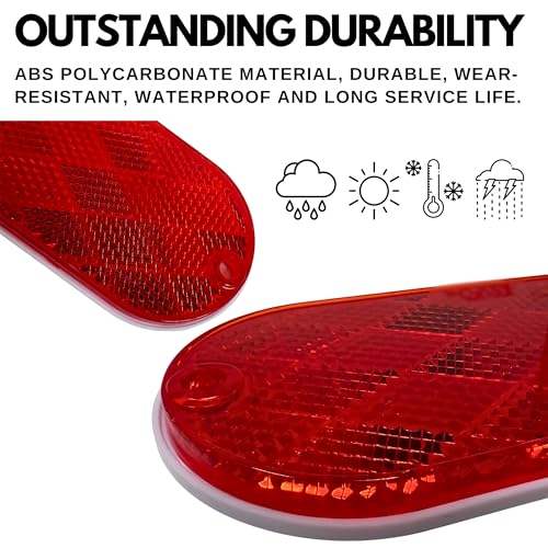 [All Star Truck Parts] Oval Reflectors Red/Amber Self Adhesive Or Drill Mount Quick Mount Sae 13 Dot (Red, 2)