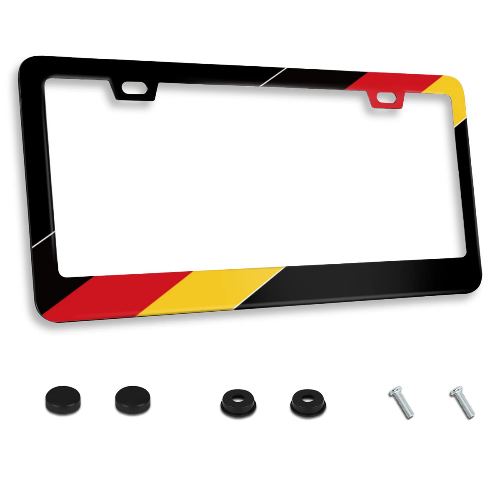 German Flag Germany Personalise License Plate Frame Car License Plate Stainless Steel Accessory License Plate Decorative with 2 