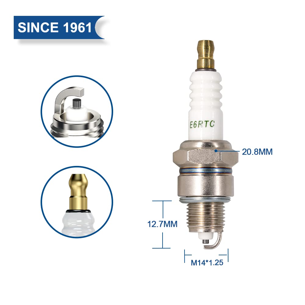 TORCH E6RTC Spark Plug Replacement for NGK BPR6HS, BOSCH WR7BC, CHAMPION RL82YC, DENSO IWF20, OEM Quality