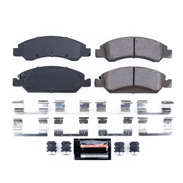 Power Stop Z23-1363 Front Z23 Evolution Sport Carbon-Fiber Ceramic Brake Pads with Hardware For Cadillac Escalade | Chevy Silver