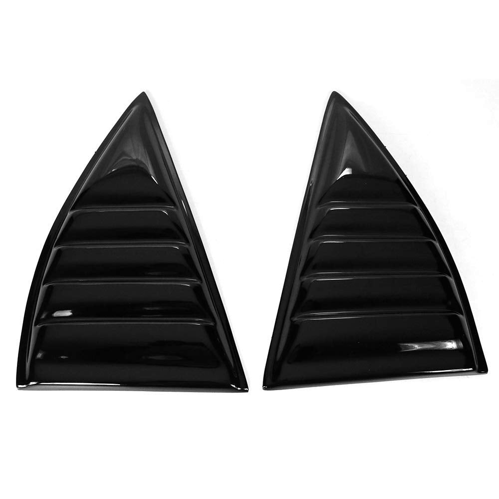Ikon Motorsports, Side Window Louver Compatible With 2010-2015 Chevy Camaro Coupe, Carbon Fiber Print Sun Shade Cover Windshield Scoop Pair, 2011 2012 2013 2014