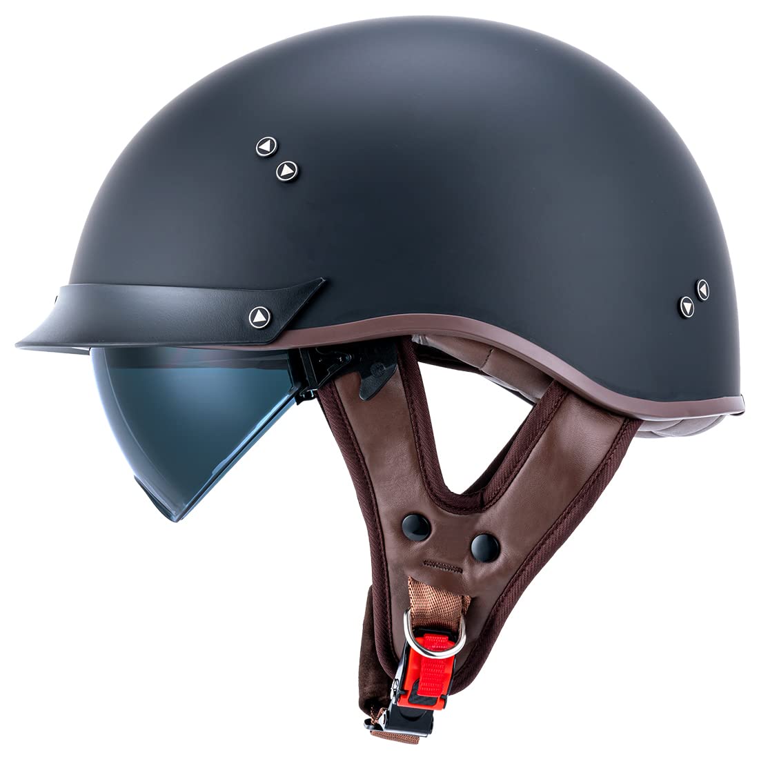 Vcoros Motorcycle Half Face Helmet Sun Visor Quick Release Buckle Dot Approved Men Women Helmets For Cruiser Chopper Moped Scoot