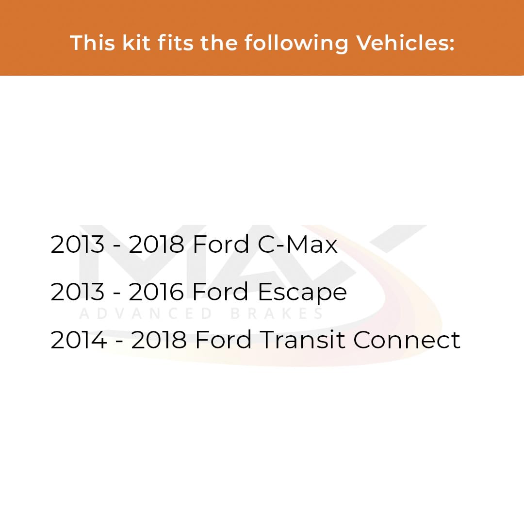 Max Advanced Brakes Rear Brake Kit Compatible With 2013 2014 2015 2016 2017 2018 Ford Escape Transit Connect C-Max Replacement C