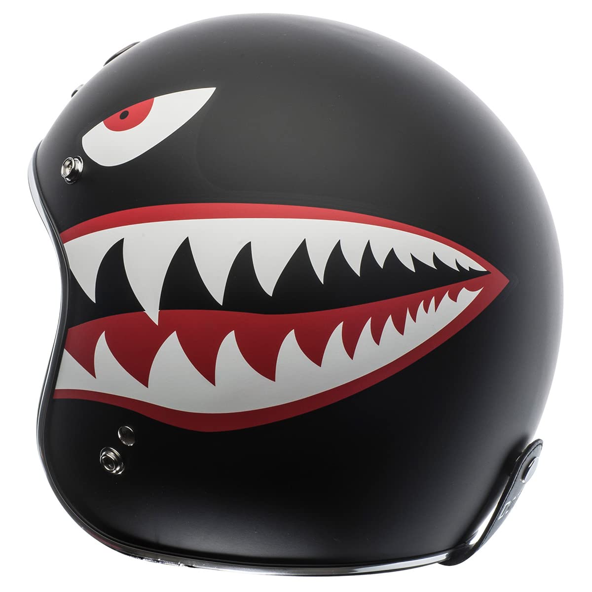 Torc T50 Route 66 3/4 Helmet With 'Flying Tiger' Graphic (Flat Black, X-Small)