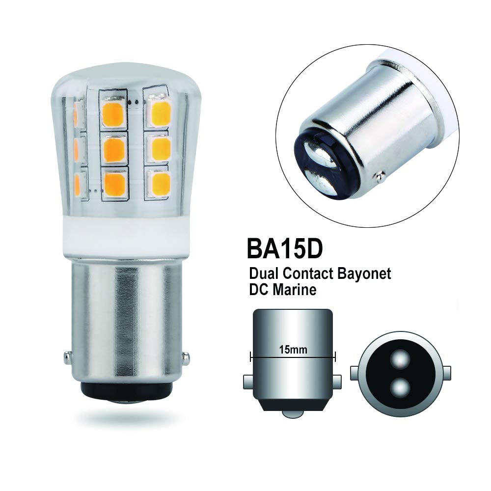 Jomitop Ba15D Two Contact Led Bulb S8 Bayonet Base 1076 1142 1176 Non-Dimmable 3W Waterproof Ac12V/Dc 10-24V Pack Of 4