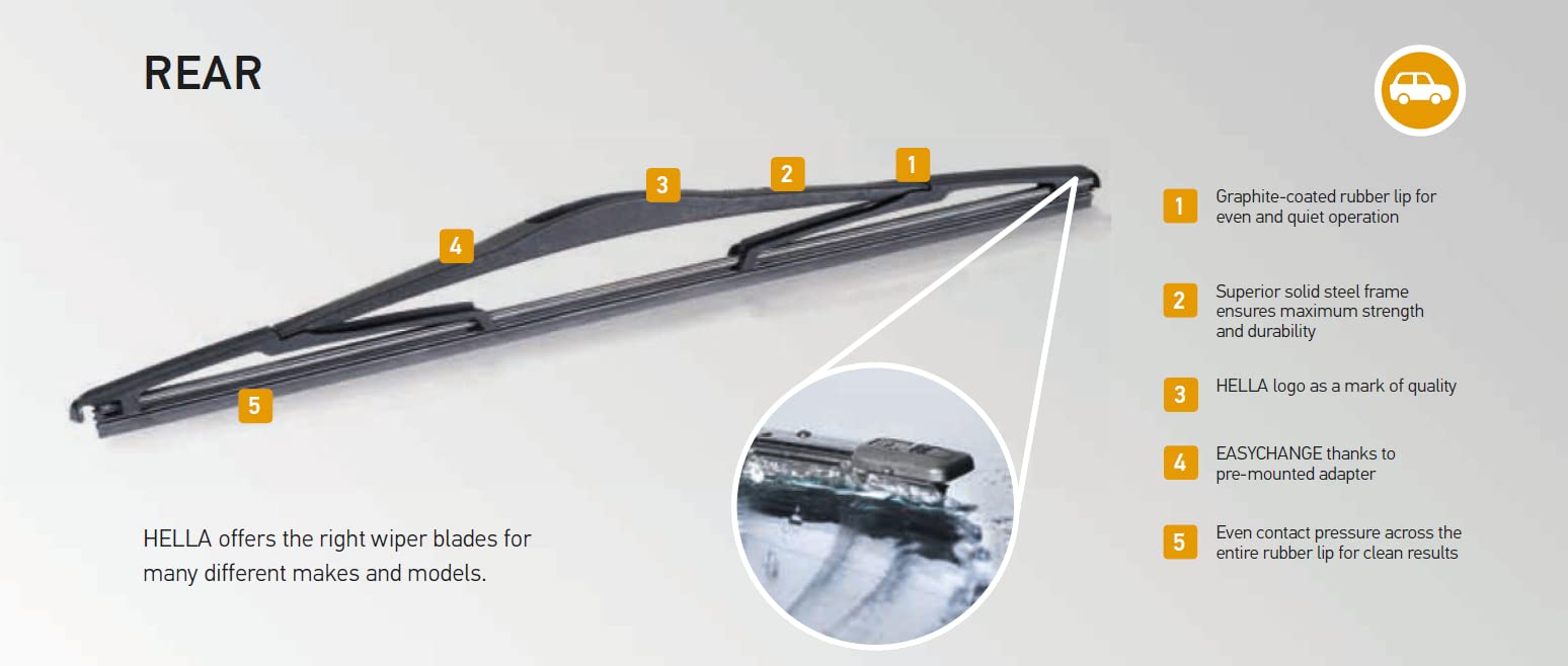 Hella 9Xw398114016T Rear Wiper Blade - 16'', (Pack Of 1)