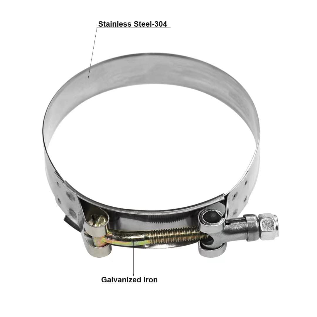 Wysiwyka 2 Pack 3.15 T-Bolt Hose Clamps, 304 Stainless Steel Turbo Intake Clamp, Working Range 87Mm-95Mm For 3.15 Hose Id