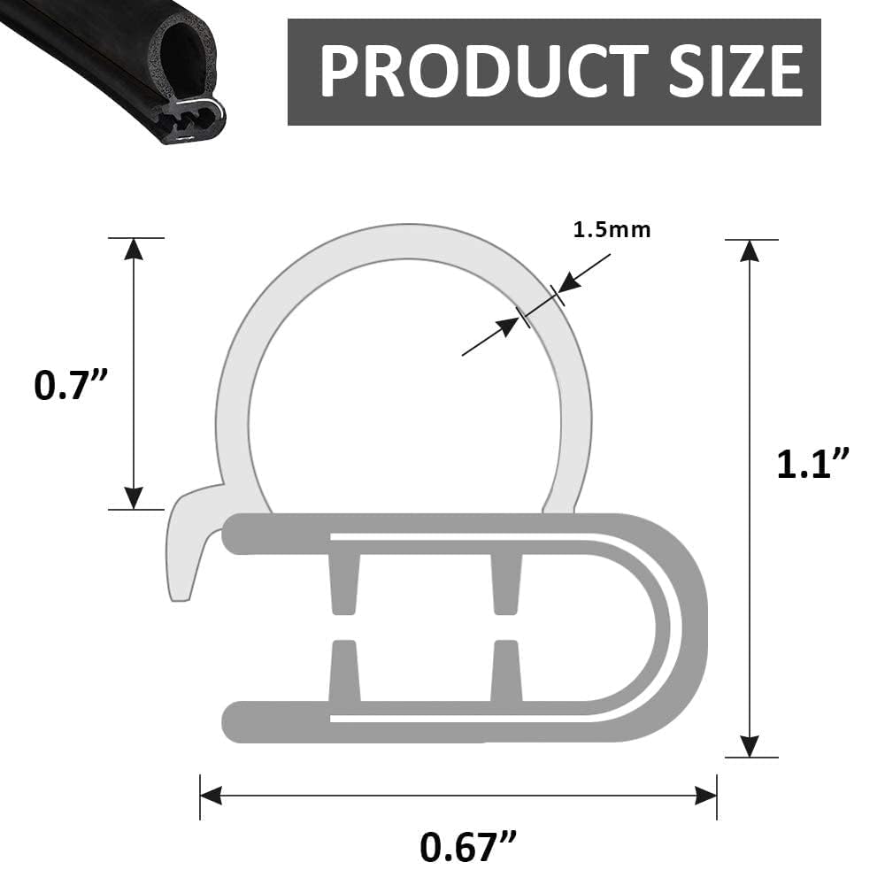Vuaohiy Automotive Weather Stripping Door Seal, 50 Ft Car Door Rubber Seal Strip Trim Seal Gasket With Side Bulb For Cars Trucks