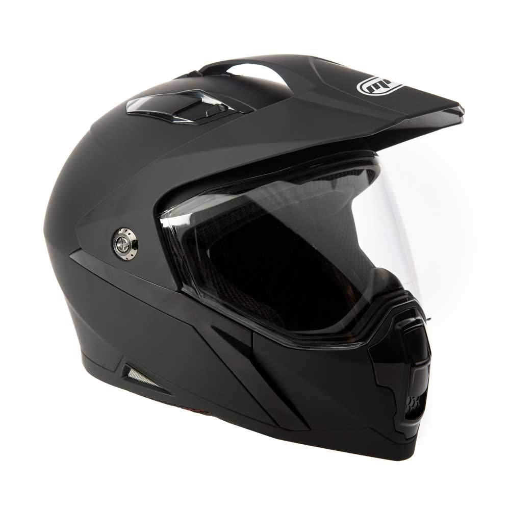 Mmg Helmet Dual Sport Off Road Motorcycle Dirt Bike Atv - Flipup Visor - Model 23 (Medium, Black Matte)