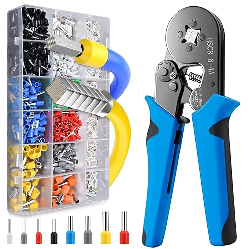 Cptech Ferrule Crimping Tool Kit, Selfadjusting Square Wire Crimper Plier For Awg237 With 1200Pcs Wire End Terminals.