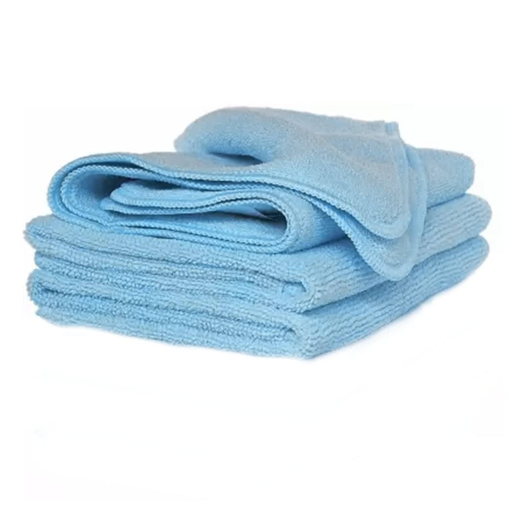 TANTRA Microfiber Cloth  3 pcs  40x40 cms  340 GSM Blue Thick Lint & StreakFree Multipurpose Cloths  Automotive Microfibre