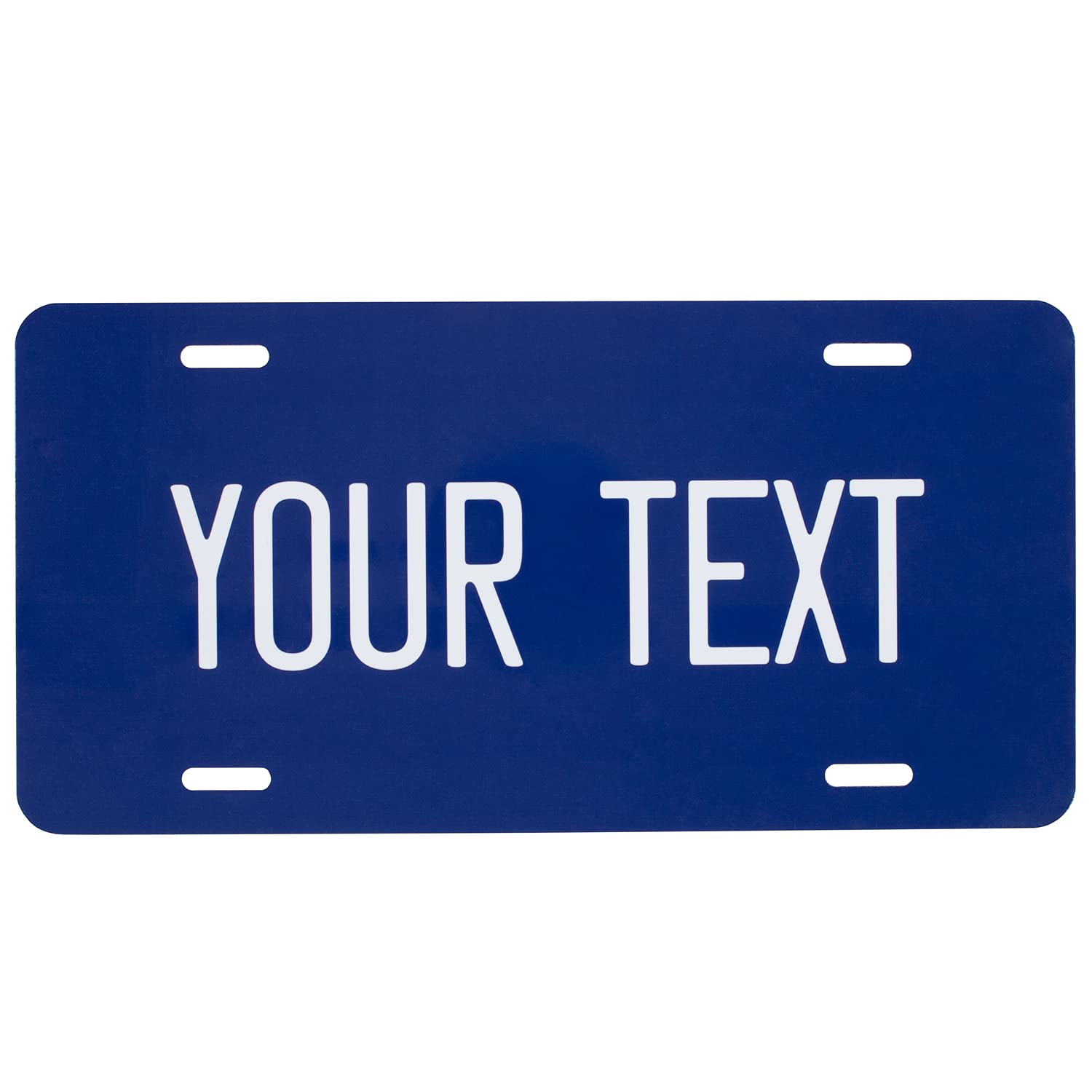 Excelmark Custom License Plate For Front Of Car - Personalized Car Tags - 6'' X 12'' Universal Fit (Navy Blue)