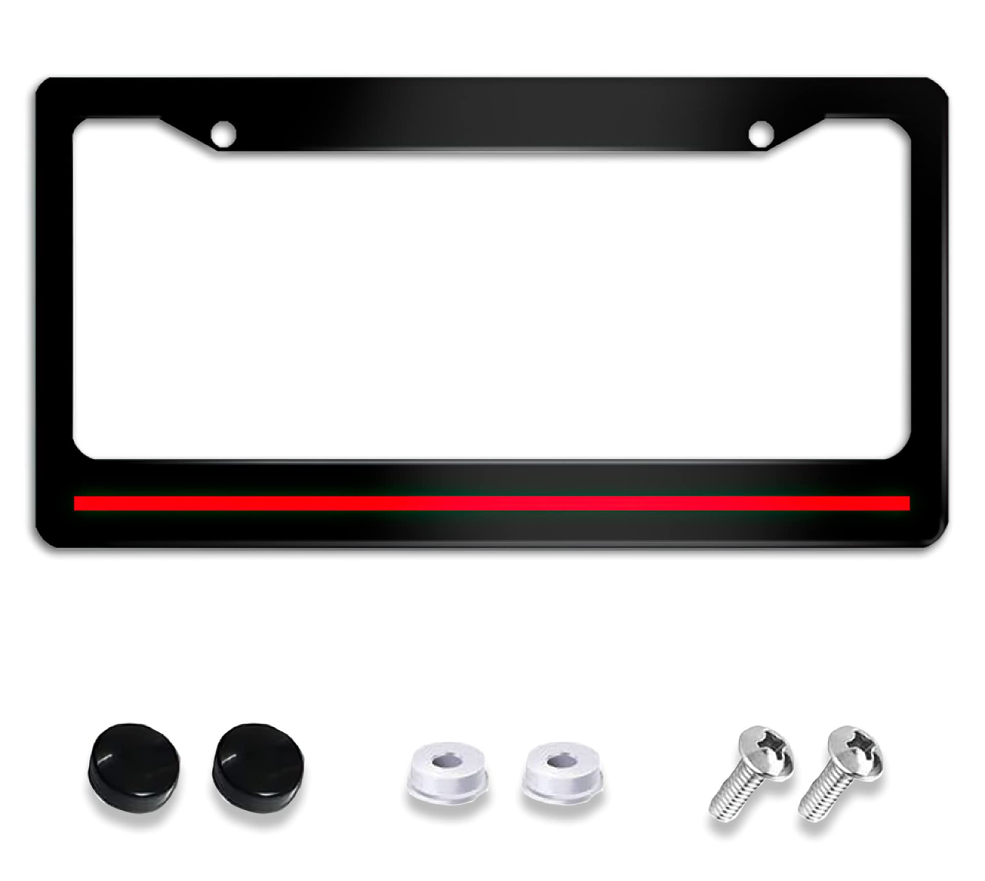 Meikosks Thin Red Line License Plate Frame,Personalized Firefighter Metal Aluminum Car Cover Tag Holder Frames, 2 Holes with Scr